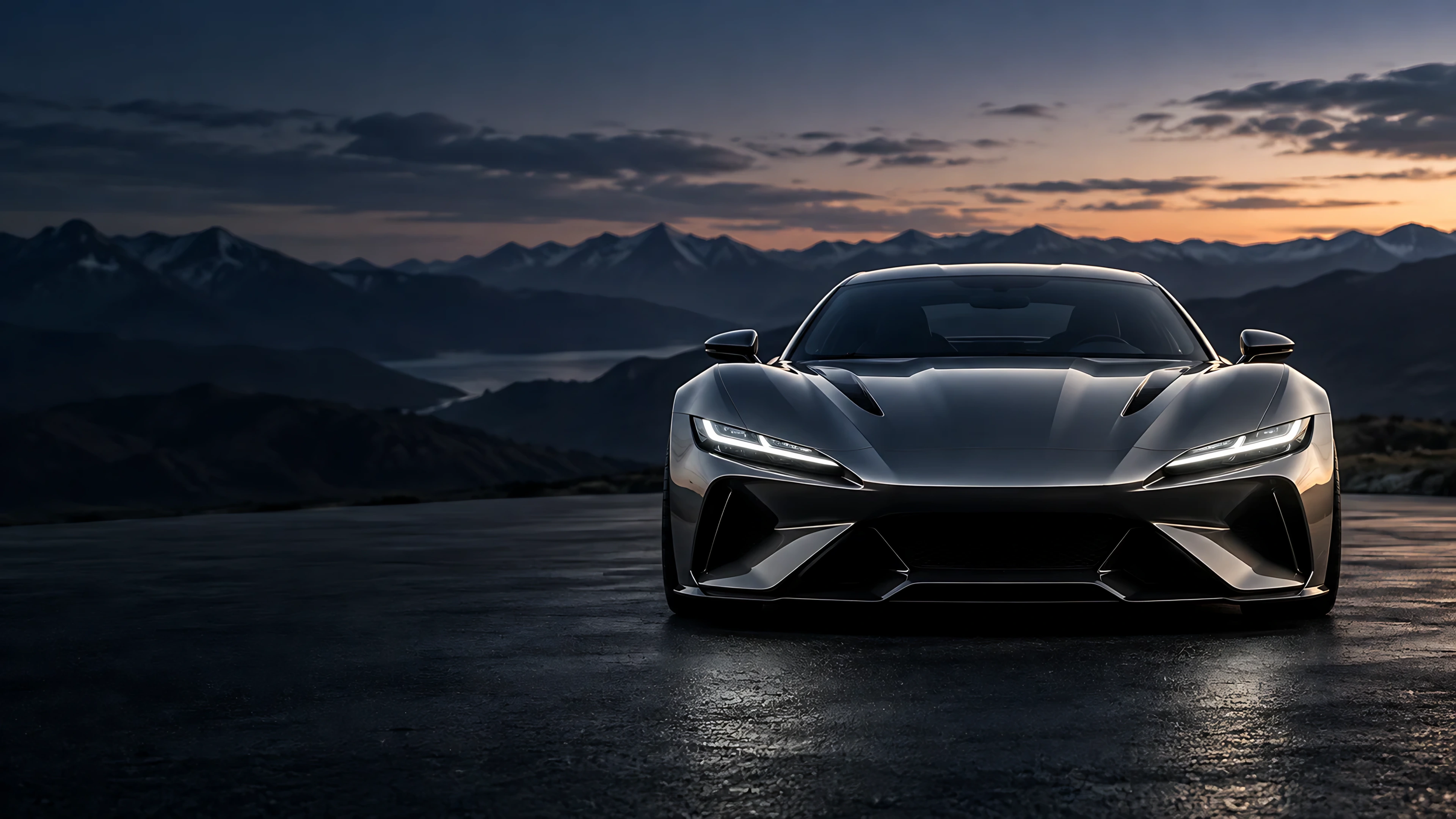 Automotive: visual study of a sports car, front view